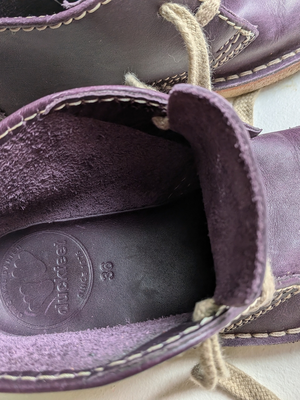 Duckfeet 36 Sjealland Plum Purple Leather Lace-Up Boots - Picture 6 of 8